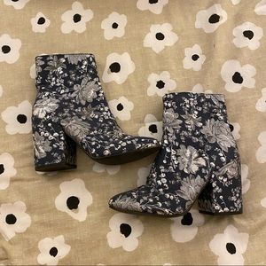 Metallic floral booties